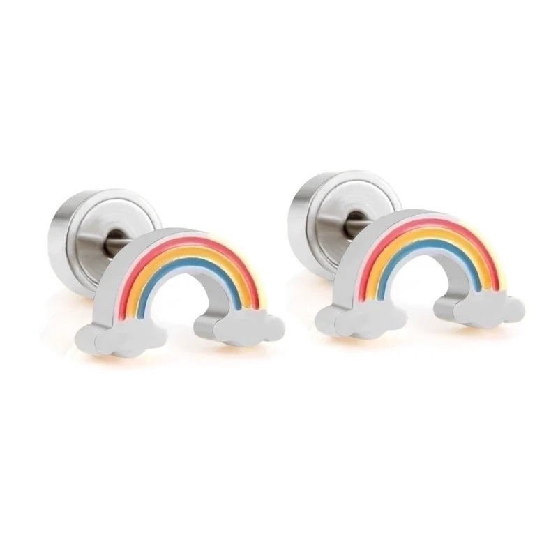 Orecchini Arcobaleno 2 mm in Acciaio Inossidabile