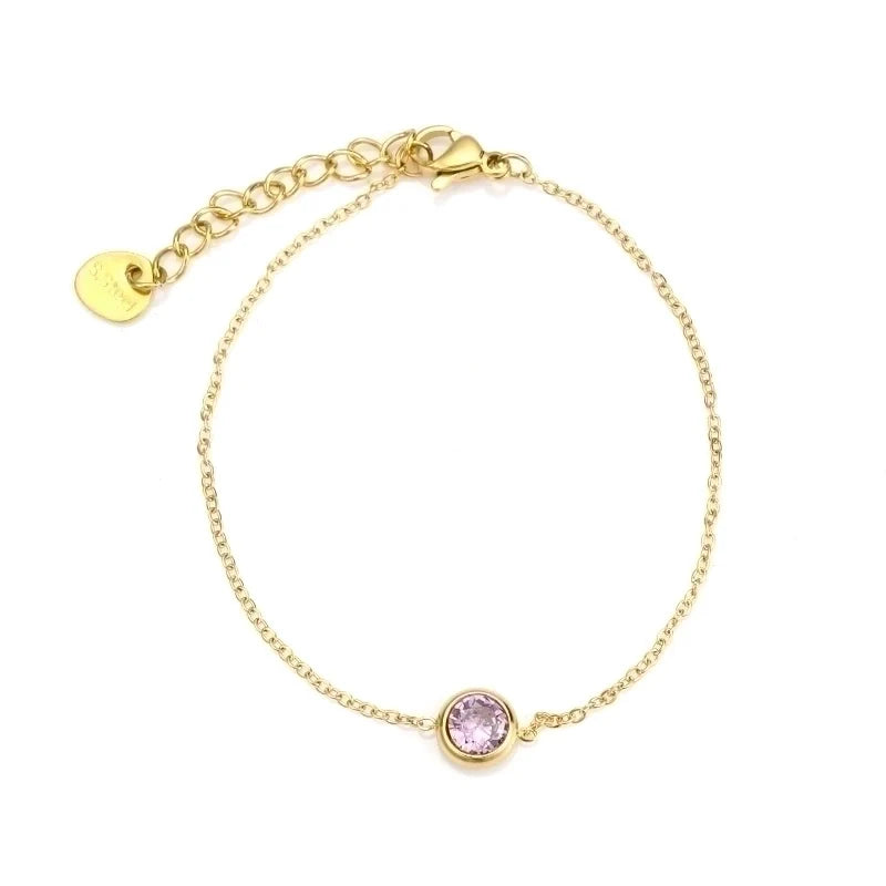 Bracciale in Acciaio Inossidabile con Zircone Purple placcato in Oro 18K