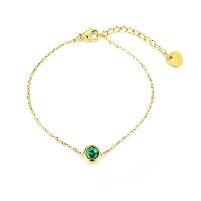 Bracciale in Acciaio Inossidabile con Zircone Green placcato in Oro 18K