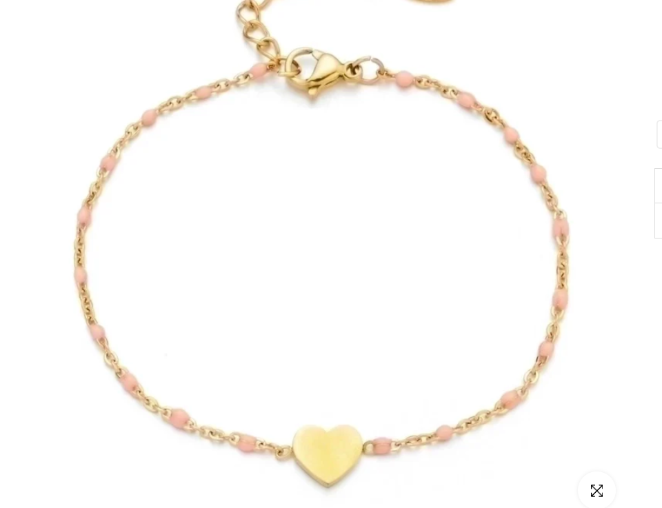 Bracciale cuore con perline Pink in Acciaio Inossidabile