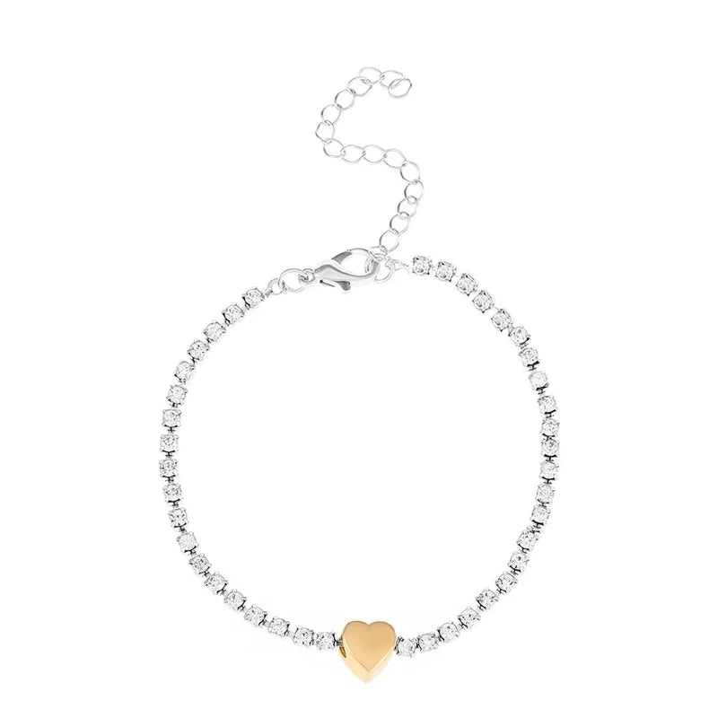 Bracciale in Rame con Gemme Artificiali e Cuore Gold