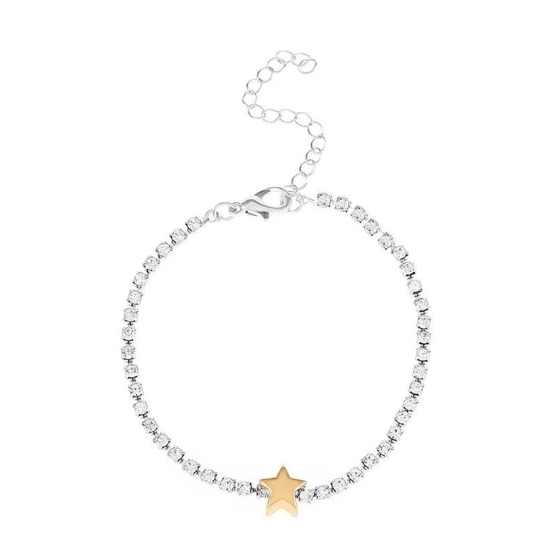 Bracciale in Rame con Gemme Artificiali e Stella Gold