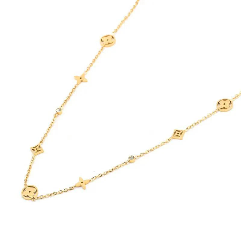 Collana Sottile Quadrifoglio Gold in Titanium Steel Placcato in Oro 18K