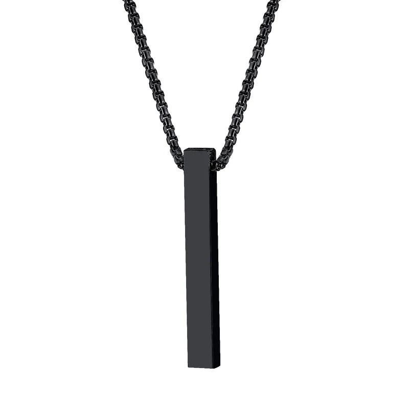 Collana Uomo Black con Placchetta lunga rettangolare in Acciaio Inossidabile Placcato Oro 18K (Copia)