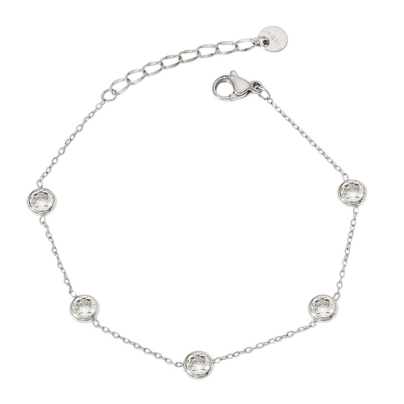 Bracciale in Acciaio Inossidabile  con Zirconi  Silver in stile Retrò