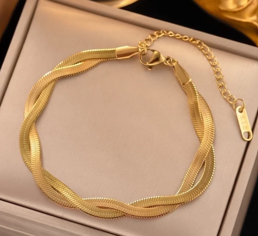 Bracciale Snake Retrò in Acciaio placcato in Oro 18K