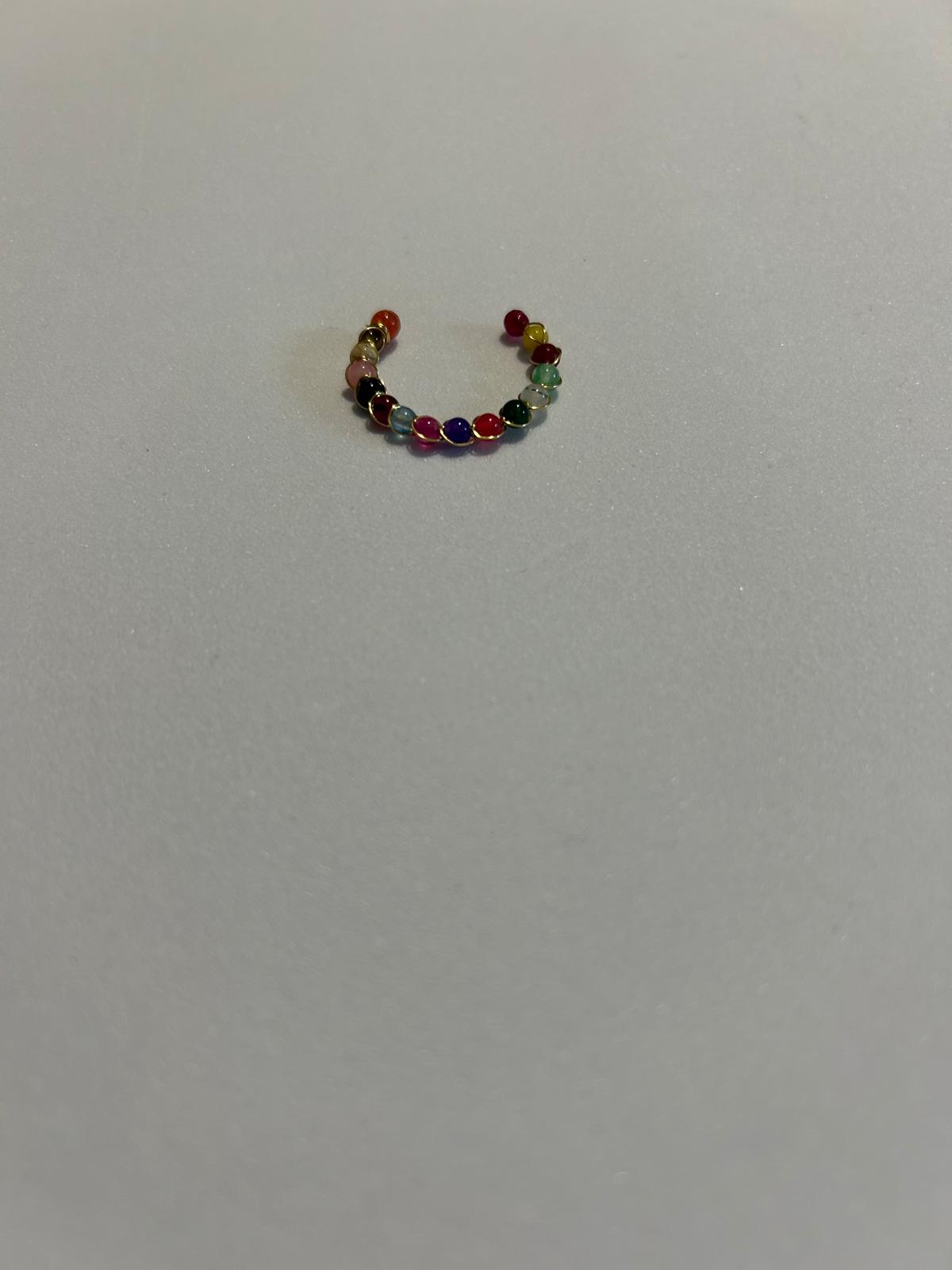 Anello con Perline colorate di piccole dimensioni in Acciaio Inossidabile