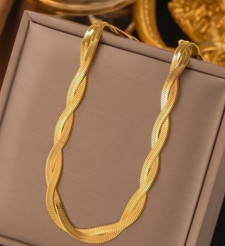 18K Gold Plated Steel Snake Necklace